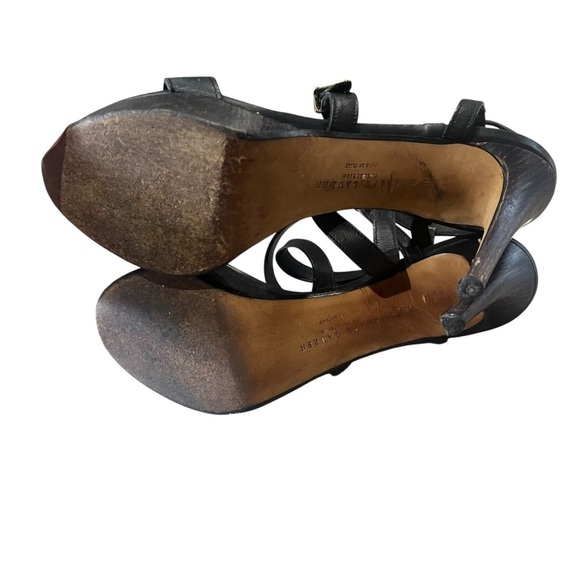 Ralph Lauren Collection Heels Size 10 Black Leather Strappy 4” Stiletto Open Toe - Picture 9 of 12